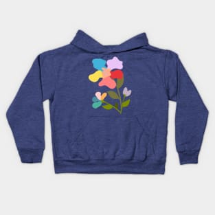 Modern shape, colorful flowers Kids Hoodie